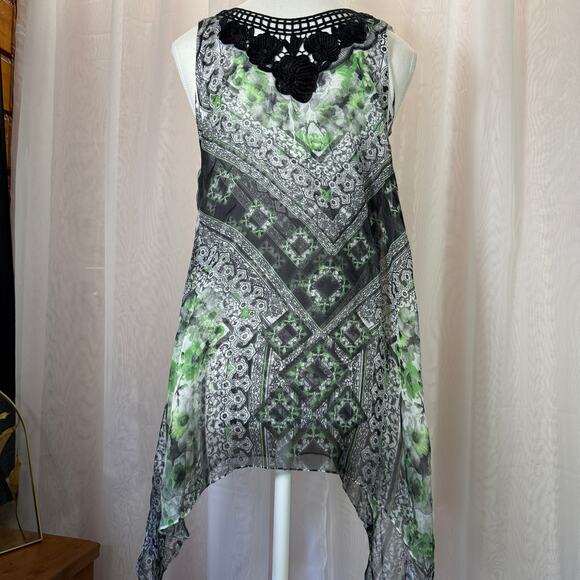 Energie Sheer Boho Tunic Tank Top Small Crochet Back Y2K Festival - Picture 5 of 13